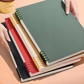 Resim 1 adet A5 Yumuşak Kapaklı Spiral Defter - Çıkarılabilir Bağlama ile Kalın Öğrenci Planlayıcı, Renkli Kapak (Yeşil, Sarı, Mavi, Kırmızı), Ofis veya Okul Kullanımı için İdeal, Okul Malzemeleri Okula Dönüş Gereklilikleri | Renkli Defter | Çıkarılabilir Bağlama 