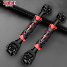 Resim DELIXI ELEKTRİK 8-1/52-1 Soket Anahtarı Aleti, Kaymaz Kauçuk Saplı Çok Fonksiyonlu Anahtar, Ev, Bisiklet ve Oto Tamiri için 360° Dönebilen Başlık 