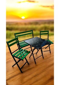 Resim Modern Balkon Bahçe Mutfak Bistro Set Katlanır Masa-sandalye Yeşil 