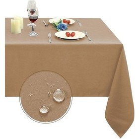 Resim Sıvı Geçirmez Dertsiz Keten Masa Örtüsü Vizon 25 Parça 