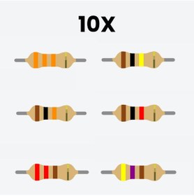 Resim 1/4W 220R - 100K - 33K - 1K - 10K - 470R 6 Çeşit 10'arlı 60 Adet Direnç Paketi 
