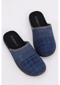 Resim Gezer Erkek Ev Terliği Mavi Kışlık Sıcak Astarlı Kaymaz Taban Rahat Yumuşak Ev İçi Terlik Lacivert 