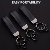 Resim Evrensel Araba Anahtarlık - Karbon Fiber Dokulu Premium PU Deri ve Çinko Alaşım Anahtar Halkası, Şık ve Güvenli Araç Uzaktan Kumanda Anahtarı Tutucu, Dayanıklı Araç Aksesuarı 