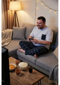 Resim Buratti Pamuklu Regular Fit Büyük Beden Erkek Pijama Takımı 6572002B Gri Melanj 