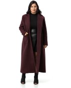 Resim Büyük Beden Ceket Yaka Torba Cepli Astarlı Uzun Bordo Kaşe Kaban-bordo Bordo 