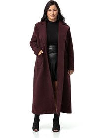 Resim Büyük Beden Ceket Yaka Torba Cepli Astarlı Uzun Bordo Kaşe Kaban-bordo Bordo 