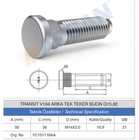 Resim 20 Adet Transit Arka Tek Teker Bijon 