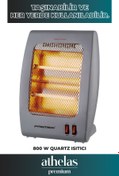 Resim PREMIER Ultra Sessiz 800W Quartz Isıtıcı 2 Kademeli Koruyucu Izgaralı Devrilme Emniyetli Elektrikli Isıtıcı 