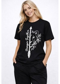 Resim Sevgili Kombini Oversize Çift Tişört Unisex Matching Couple Stron Siyah 