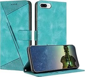 Resim Mo-Beauty iPhone 8 Plus/7 Plus için Cep Telefonu Kılıfı (5.5 inç), PU Deri Cüzdan Flip Kılıf Manyetik Stand Fonksiyon Kartı Yuvası Kılıfı iPhone 8 Plus/7 Plus için - Açık Mavi 