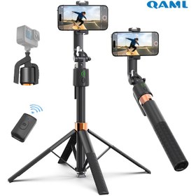 Resim QAML 2025 YENİ Q13 Alüminyum Alaşımlı Selfie Çubuğu Tripod 360° Yüz Tanıma, Çok Fonksiyonlu Telefon Tutucu Uzaktan Kumanda ile, Uzatılabilir Seyahat Standı for iphone, Android, Kamera, Canlı Yayın, Video Platformları Dikey Ayar for iphone ve Xiaomi Akıllı Telefonlar için 
