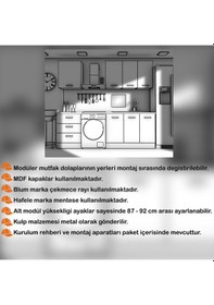 Resim 185 Cm Mutfak Dolabı Gri Mdf Kapak Tezgah Dahil Yrkn185 98 Gri 