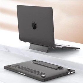 Resim Apple Uyumlu MacBook Air 13.6" M2-m3 Çip 2022/2024 A2681 A3113 Standlı Şeffaf İz Bırakmayan Koruyucu Kapak Siyah 