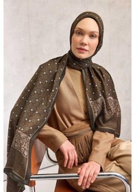 Resim Silk Home Floş Viskon Organik Şal Asker Yeşili Halat Desenli Akışkan Dökümlü 75x195 Çok Renkli 