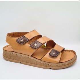 Resim Mammamia D25ys-2450 Taba Renk Hakiki Deri Cırtlı Kadın Sandalet 