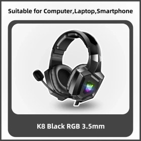 Resim 2Guoyang Siyah Onıkuma K8 Hafif Moda Serin Kablolu Stereo Oyun Kulaklığı Tablet Dizüstü Masaüstü Için Mikrofon ile (Yurt Dışından) 