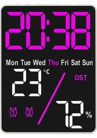 Resim 13.97cm Büyük Dijital Termometre Higrometre Masaüstü Alarm Saati - İç3 