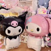 Resim Set of 2 Large Aluminum Foil Balloons Featuring Sanrio'S Kuromi And Melody for Party Decorations. 