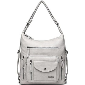Resim Yıkama Deri Hem Sırt Hem Omuz Kadın Çantası 21-k Barcelona 1580-7 GRİ 