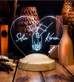 Resim Sevgiliye Hediye El Ele Tasarımlı Gece Lambası, Aşk Led Lamba, Yıldönümü Hediyesi, Yaratıcı Sevgili Hediyesi 