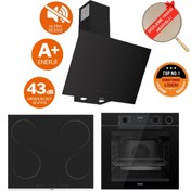 Resim Ferre FryArt&Buharlı Gesto Sessiz Davlumbaz Elektrikli Siyah Ank. Set (D077-SA + MS261 + QEP64CS) 