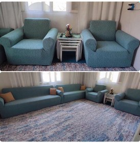 Resim Jakarlı 3 3 1 1 Mint Lastikli Kanepe Örtüsü Lastikli Koltuk Örtüsü Koltuk Kılıfı Takımı Mint 