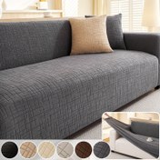 Resim Modern Elastik Tam Oturan Kanepe Kılıfı - Kutup Yünü Kumaş Kanepe Koruyucu T-Cushion Tasarımı ile, Makinede Yıkanabilir, Koltuk Kılıfı Koltuk İçin 4 Kişilik Koltuk Takımları, Baskısız Düz Stil 