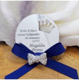 Resim Yuvarlak Taç Desenli Fiyonklu Pleksi Bebek Hediyesi 30 Adet 