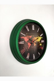 Resim Bahat Salon Ofis Duvar Saati Yeşil Alüminyum Çerçeve 40 Cm Camlı 