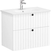 Resim Root 69436 Groove Lavabo Dolabı, İki Çekmeceli, 80 cm, Mat Beyaz, Yuvarlak Lavabolu 