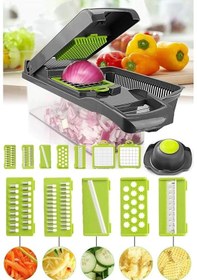 Resim 13 Parça Hazneli Rende Doğrayıcı Dicer Mandolin Dilimleyici Çok Fonksiyonlu Mutfak Seti 