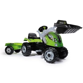 Resim Smoby XL Römorklu Pedallı ve Kepçeli Traktör - Açık Yeşil 710109 