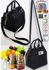 Resim Anne Bebek Askılı Taşıma Çantası Isı Yalıtımlı Termal Termoslu Yemek, Mama, Beslenme, Gıda Çantası Siyah - Taba 