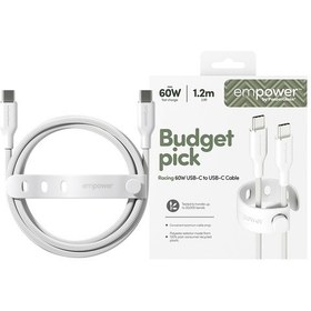 Resim Empower By Panzerglass Racing 60w Usb-c / Usb-c Usb 2.0 1.2m Gümüş Beyaz Kablo 