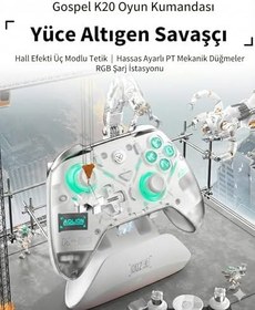 Resim Coverzone Hall Efect Kablosuz Oyun Kolu, RGB Şarj İstasyonlu, 3 Modlu Hassas Tetik, Drift Önleyici Joystick, Değiştirilebilir D-Pad, Kablosuz Bluetooth 2.4G PC Konsol Uyumlu | Aolion K20 (Pembe) 