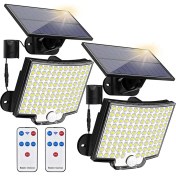 Resim Sunshinee Takım Güneş Enerjili Dış Mekan Işıkları Hareket Sensörü IP65 Su Geçirmez Bahçe Duvar Lambası Dış Mekan Için 106 LED Güneş Projektör Işıkları (Yurt Dışından) 