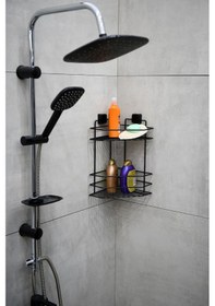 Resim Hagen Ömür Boyu Paslanmaz Yapışkanlı Banyo Köşeliği Siyah 