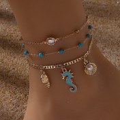 Resim 3 adet Sevimli Okyanus Temalı Deniz Atı, Kef ve Kef Anklet Seti ile Turkuaz Detaylar - KC Altın Kaplama Bakır, Kadınlar için İdeal Plaj ve Rahat Tatil Giyim, Tatil Aksesuarları|Canlı Tasarım|Kc Altın Kaplama 