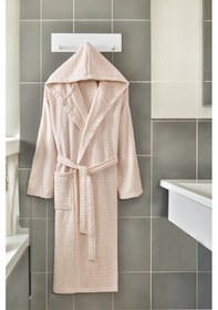 Resim Doğa Bej Kapşonlu Bornoz 