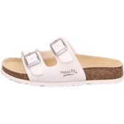 Resim Superfit Fussbett Kız Mantar Tabanlı Beyaz Simli Terlik Beyaz 