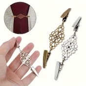 Resim 2 Adet Vintage Tarzı Alaşımlı Kardigan Klipsleri - Elbiseler, Şallar ve Yaka Şal İğneleri için Uygun - 1 Dekoratif Geometrik Kesim Giysi Tokası Seti 