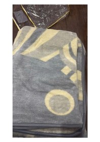 Resim Ceritoğlu Battaniye - Iki Taraflı Çift Kişilik Desenli Ekstra Yumuşak Soğuk Geçirmez 22x180 Cm Gri - Sarı 