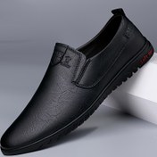 Resim Erkekler için Kayma Önleyici Rahat Loaferlar - Kabartmalı Tasarım Siyah, Yumuşak Kauçuk Taban, Günlük ve İş Kıyafetleri İçin Konforlu, Mevsimlik Şıklık, Dayanıklı Ayakkabı 