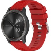 Resim Garmin Forerunner 245 İçin 20mm Çapraz Dokulu Düz Renk Silikon Saat Bandı Kırmızı 