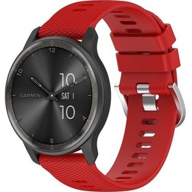 Resim Garmin Forerunner 245 İçin 20mm Çapraz Dokulu Düz Renk Silikon Saat Bandı Kırmızı 