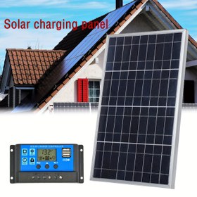 Resim Taşınabilir Güneş Paneli Kiti, 100A Kontrolcü ile DC 12V-18V-24V, USB 5V Şarj Cihazı - Karavanlar, Tekneler, Kampçılık, Yürüyüşler, Telefonlar, Saatler ve Evcil Hayvan Yatakları için Uygun - Solar Güç Kaynağı 