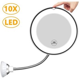 Resim Moveevo 11,5 Inç 10x Büyüteçli Ayna Led Işıklı Banyo Aynası Güçlü Vantuzlu 