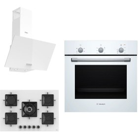 Resim Bosch & Ferre Large Daylight 3 lü Ankastre Set ( HBF011BV1T - SS036 - D087 ) 75 cm Ocak 