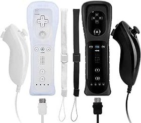 Resim Edorco Remote Controller for Wii Nintendo, Wii Remote and Nunchuck Joystick for Wii and Wii U Console (2 Set,Black and White) 