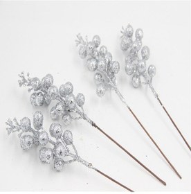 Resim Noel Ağacı İçin 14 Adet Parlak Meyve Sapı, 23 Cm Noel Ağacı Süsleri 